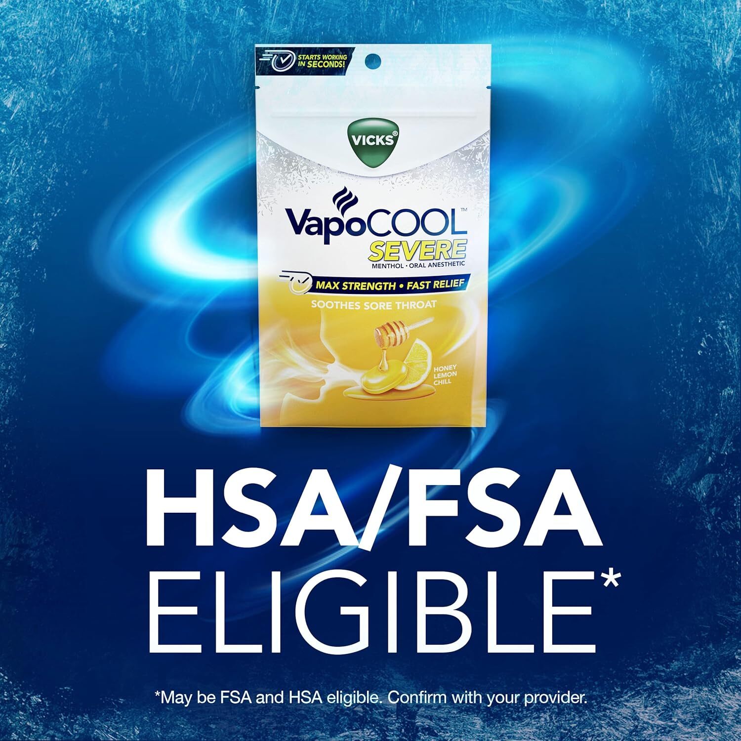 Vicks VapoCool Severe Medicated Sore Throat Drops, Max Strength Menthol, Soothes