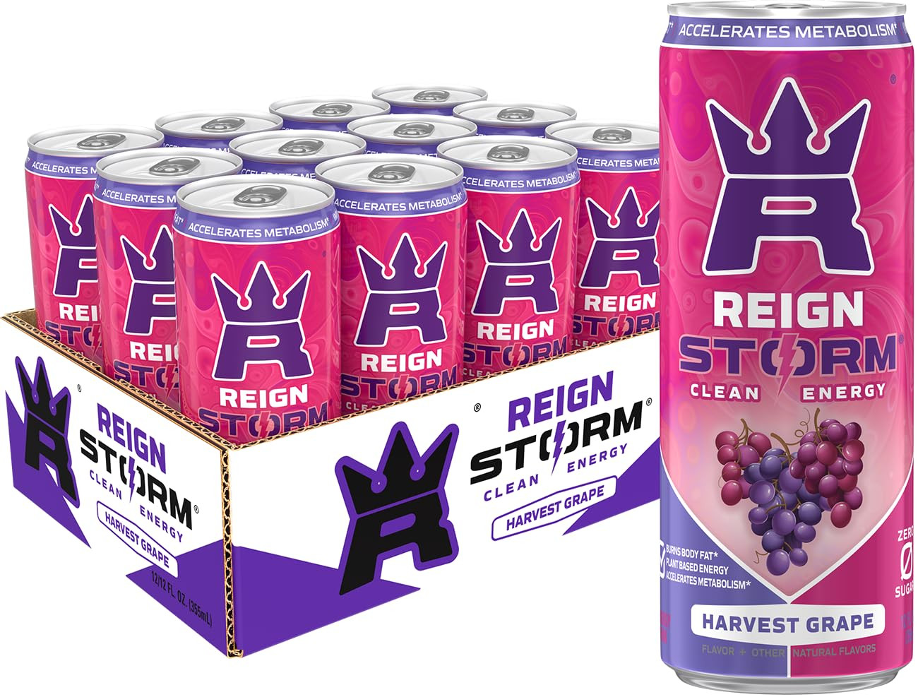 Storm, Harvest Grape, Fitness & Wellness Energy Drink, 12 Fl Oz (Pack of 12)