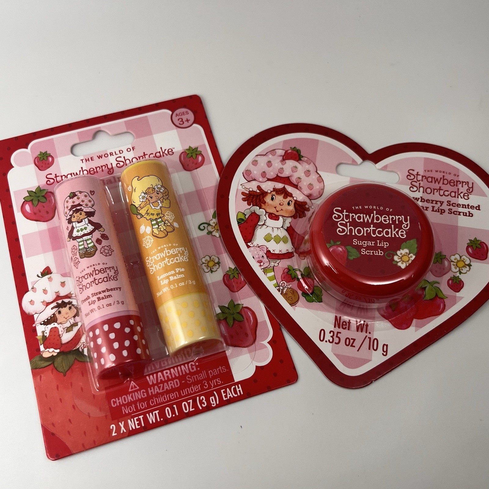 Strawberry Shortcake Lip Care Set – Lip Balm Duo & Berry Scented Lip Scrub NEW