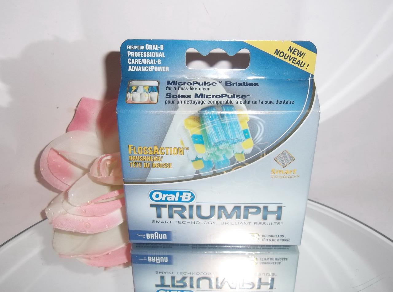 Oral-B Triumph Floss Action Replacement Brush Heads Toothbrush Refills 3 Pack
