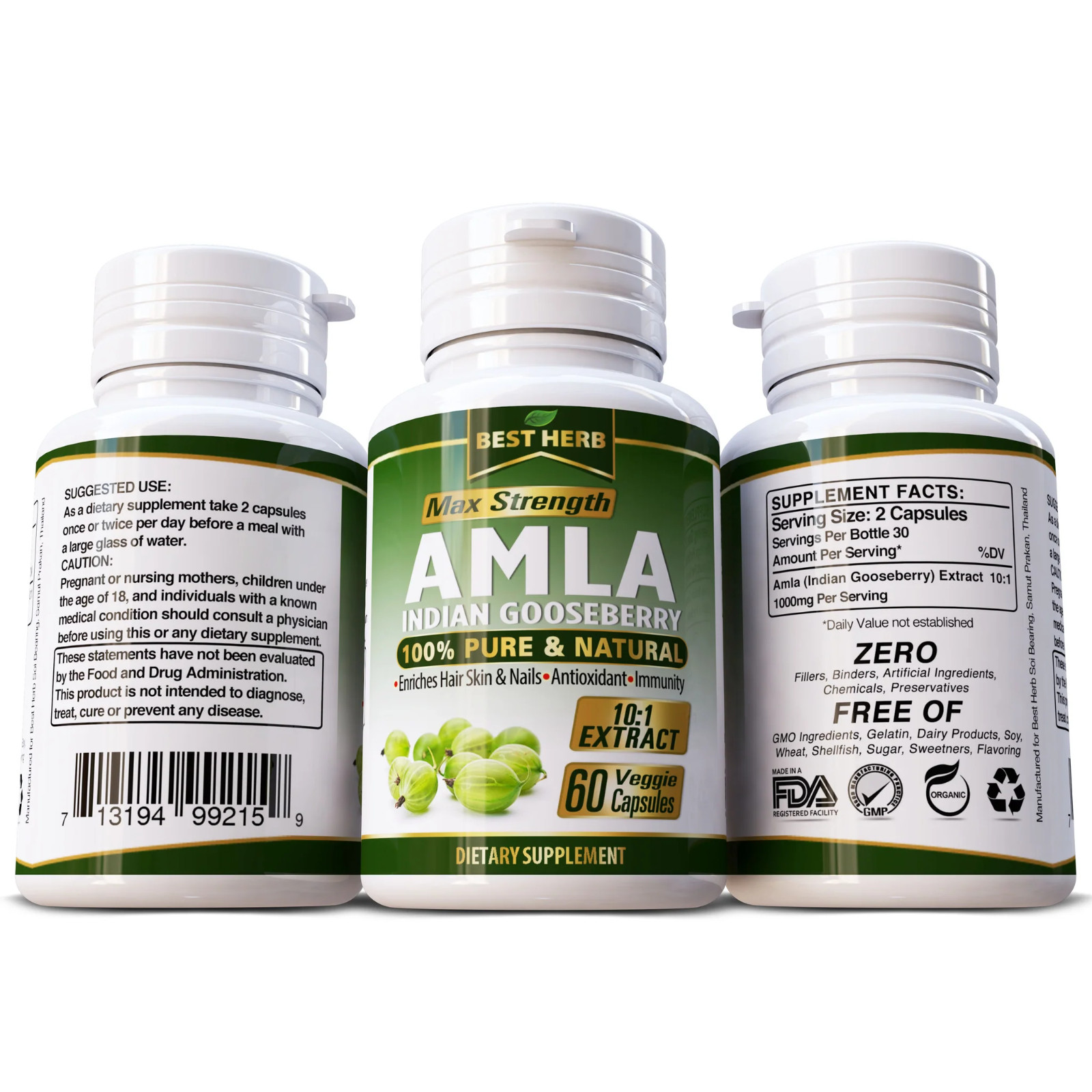 Pure Amla Superfruit Extract 1000mg – 180 Capsules Exp 1/2028 – Hair Skin Nails