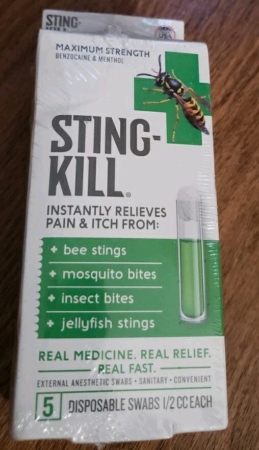 STING-KILL 5 Disposable Swabs 2 Packs Maximum Strength Pain & Itch Relief New