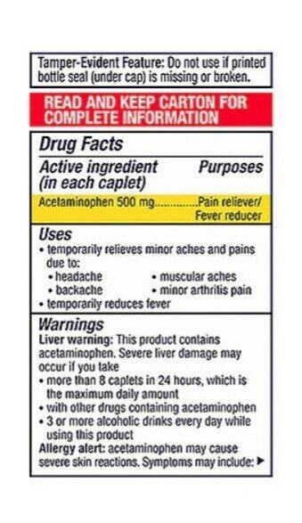 Panadol Extra Strength 500mg Acetaminophen, 50 Caplets exp 2027