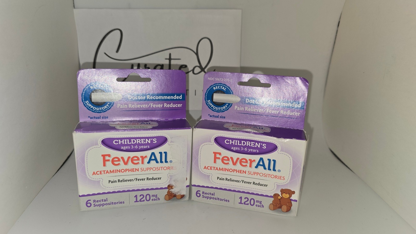 2 Pack FeverAll Childrens Acetaminophen Suppositories 120mg 6 Ct Ea Exp 09/26