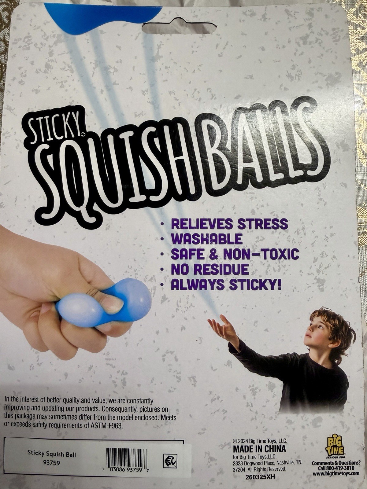Sticky Stretchy Squish Balls, Multicolor 6 Pack Stress Reliever (Ages 5+)
