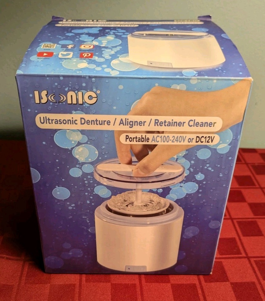 iSonic DS180 Portable Ultrasonic Denture/Retainer Cleaner DC12V AC100-240V New
