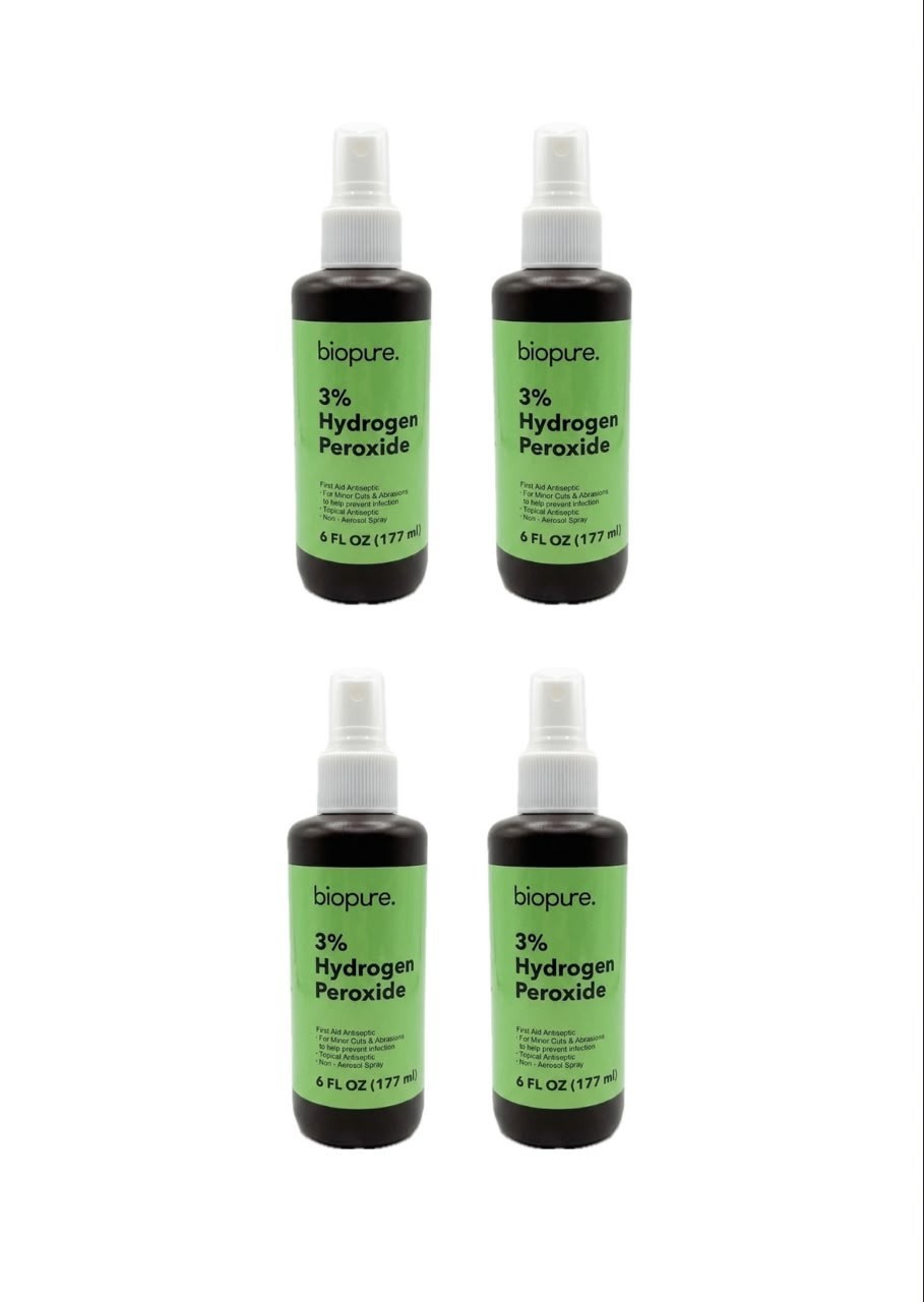 Biopure 3% Hydrogen Peroxide Spray 6 fl oz (177ml) First Aid Antiseptic 4 Pack
