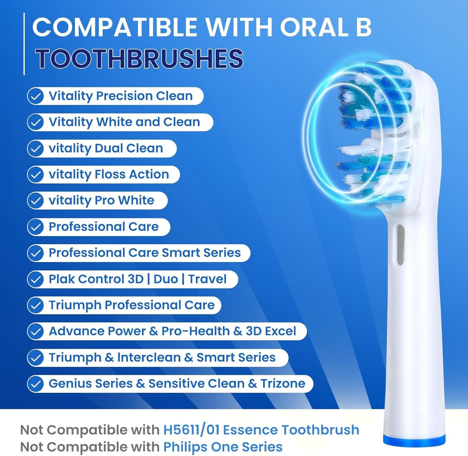 Replacement Brush Heads Compatible With Oral B- Double Clean Design 4 or 16 Pcs