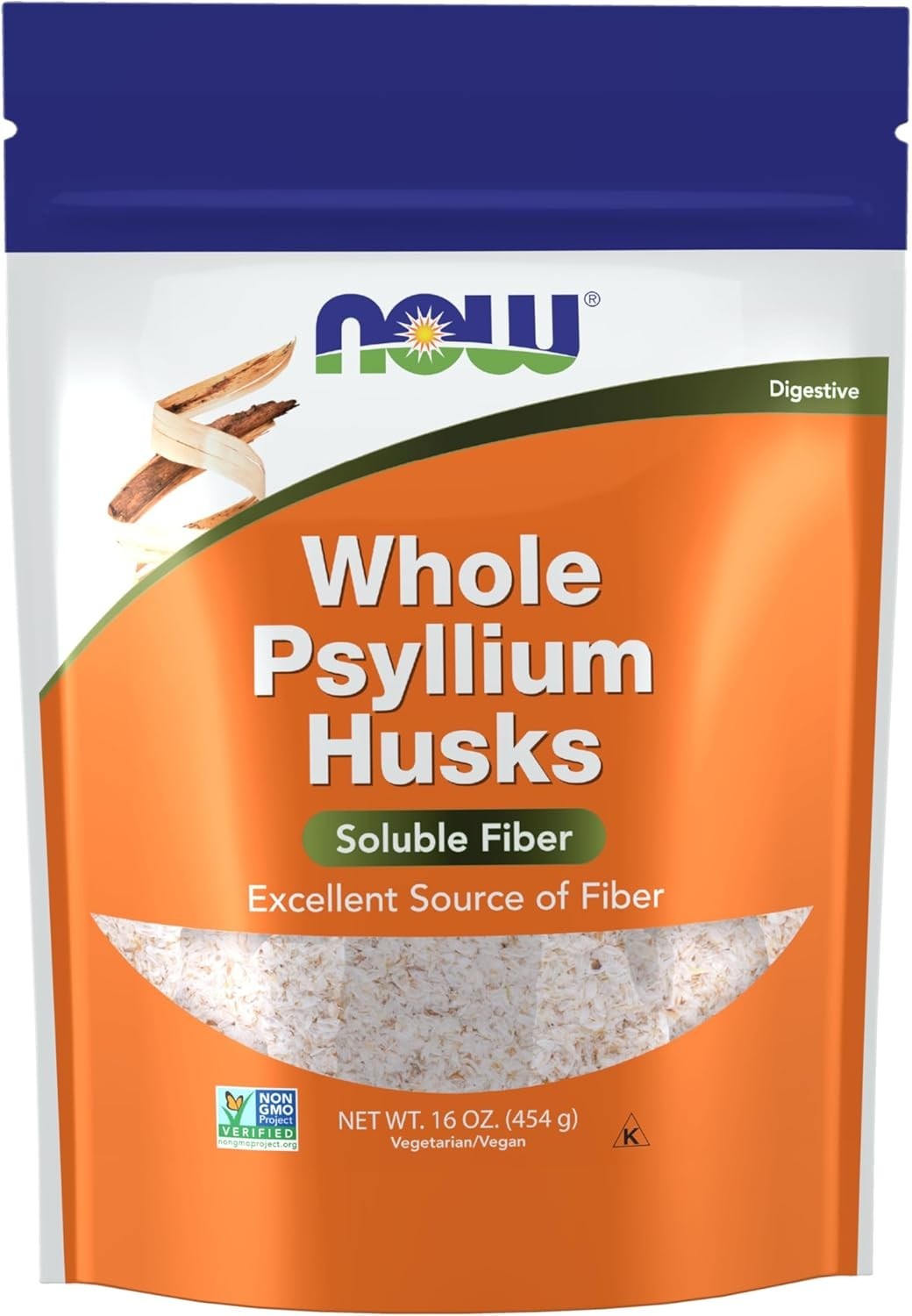 NOW Foods Psyllium Husk Powder 45 Servings Excellent Source of Soluble Fiber