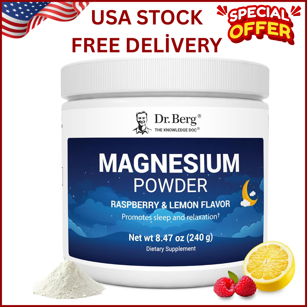 Dr. Berg Magnesium Glycinate Powder for Sleep, Relaxation & Stress Relief 8.47oz
