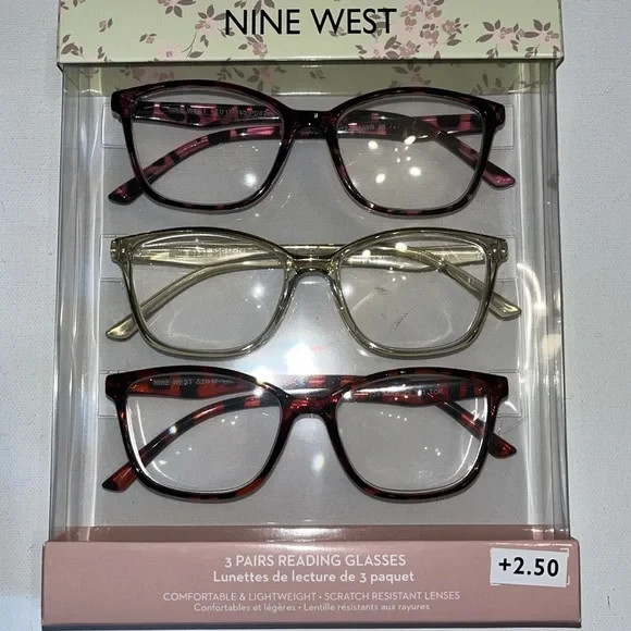 Nine West Premium Reading Glasses Women’s readers purple animal print +2.50