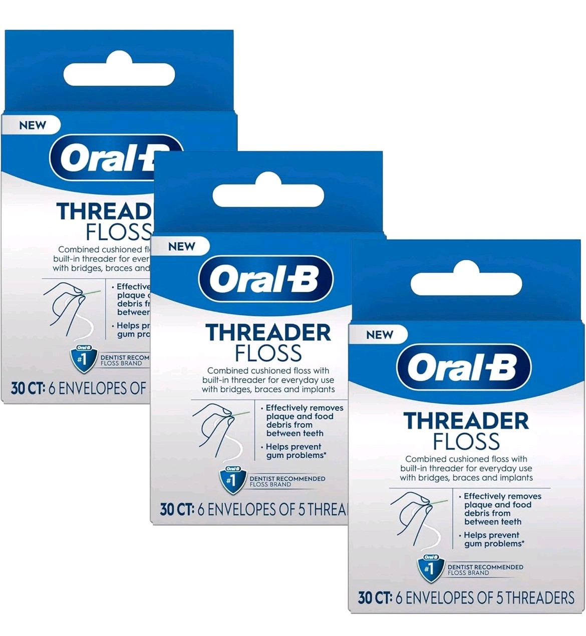 Oral B Glide Pro-Health Dental Threader Floss 30ct (3 Pack)