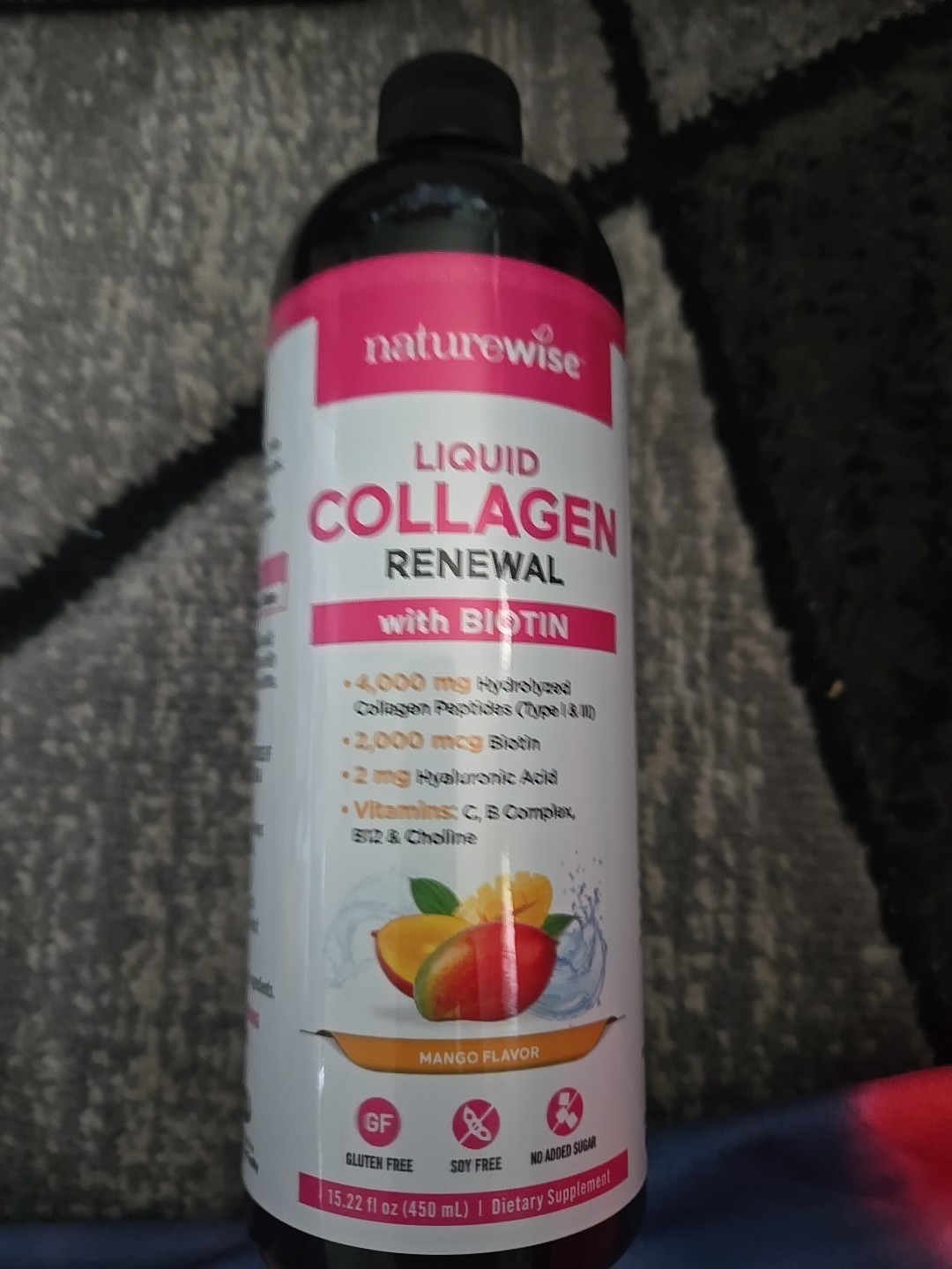 NatureWise Liquid Collagen Renewal with Biotin Mango Flavor 15.22 Fl Oz