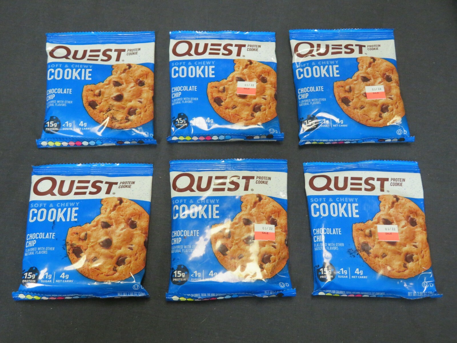 (6) Quest Soft & Chewy Cookie Chocolate Chip 2.08 Oz Each ^1