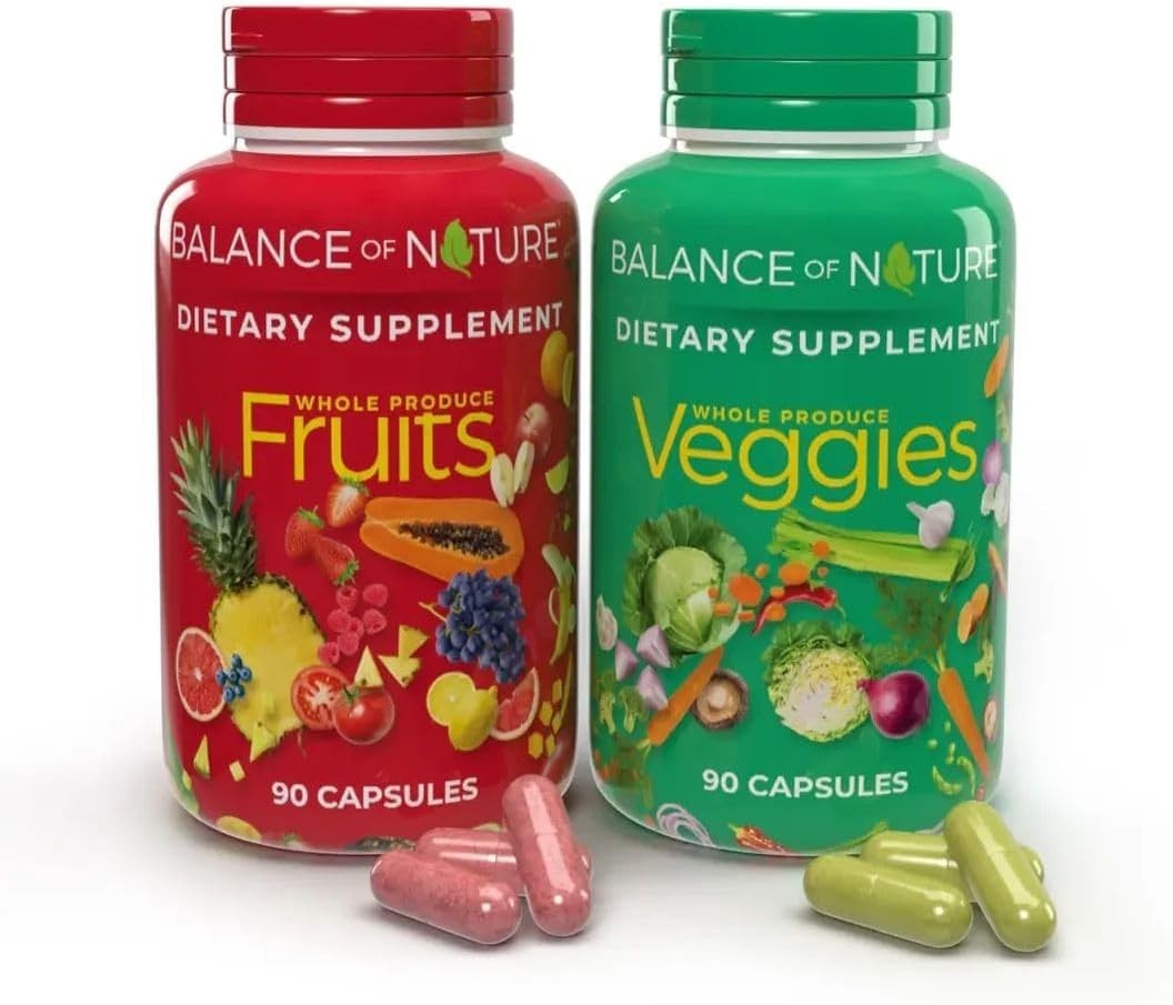 Balance of Nature Fruits & Veggies Capsules Whole Food Vegan 180 Count Set