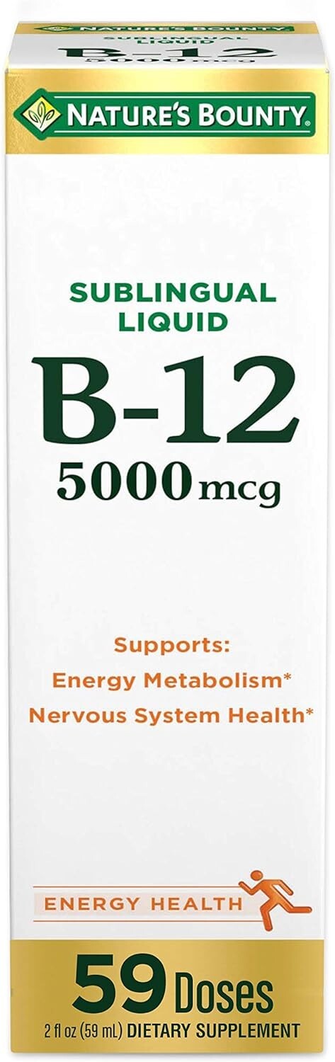 Liquid B-12 5000 mcg Sublingual B12 Energy Metabolism Support Expiry Date 1/2026