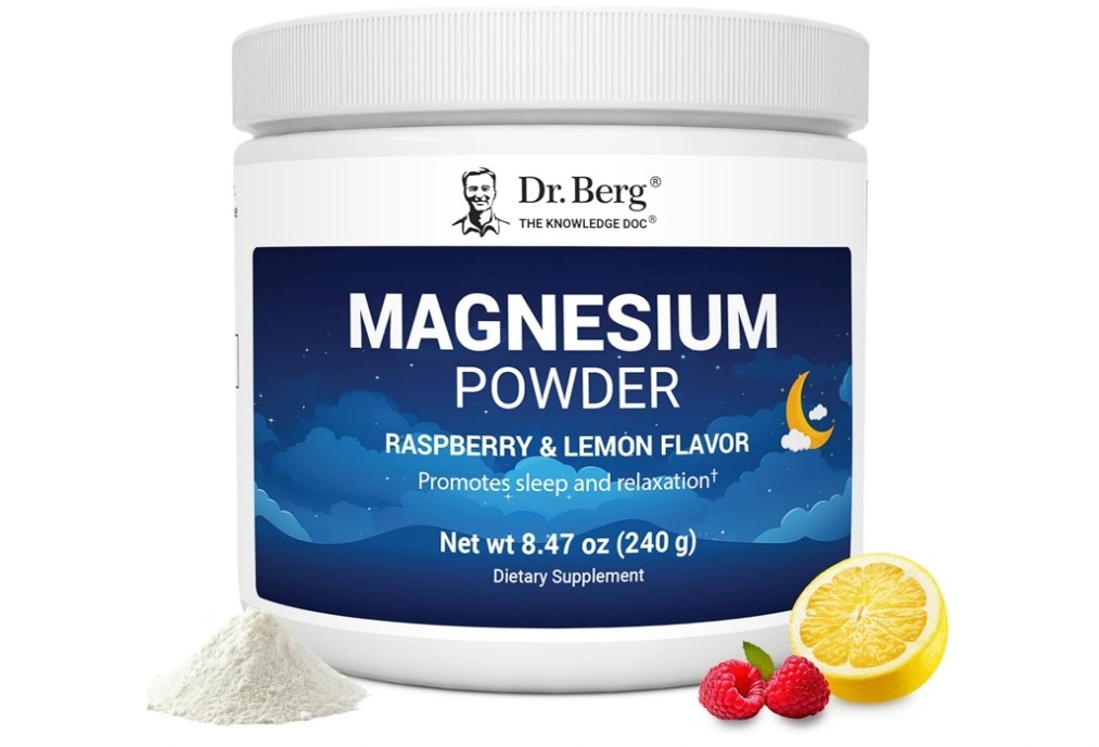 Dr. Berg’s Magnesium Powder Raspberry Lemon Flavor, 8.47 oz (240 g)