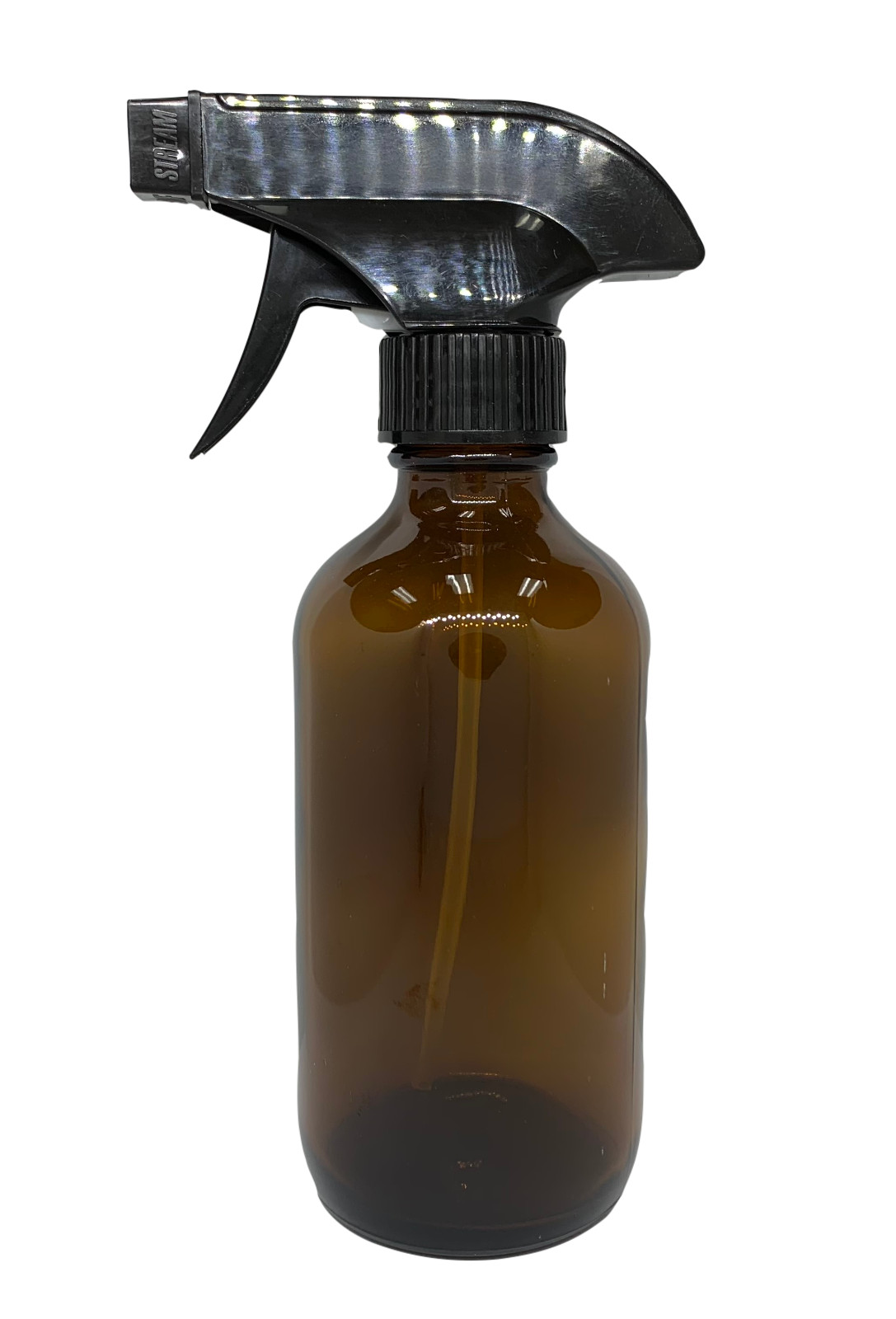 8oz Amber Glass Bottles with Black Trigger Sprayers – Pack of 4