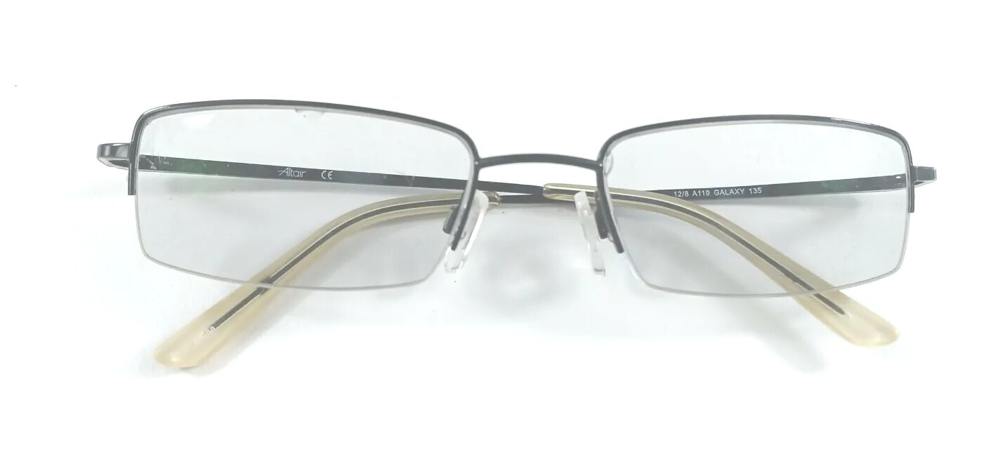 Altair A1119 Galaxy Blk 52x20x135 Eyeglasses Frame Half Rims Used free Wipes