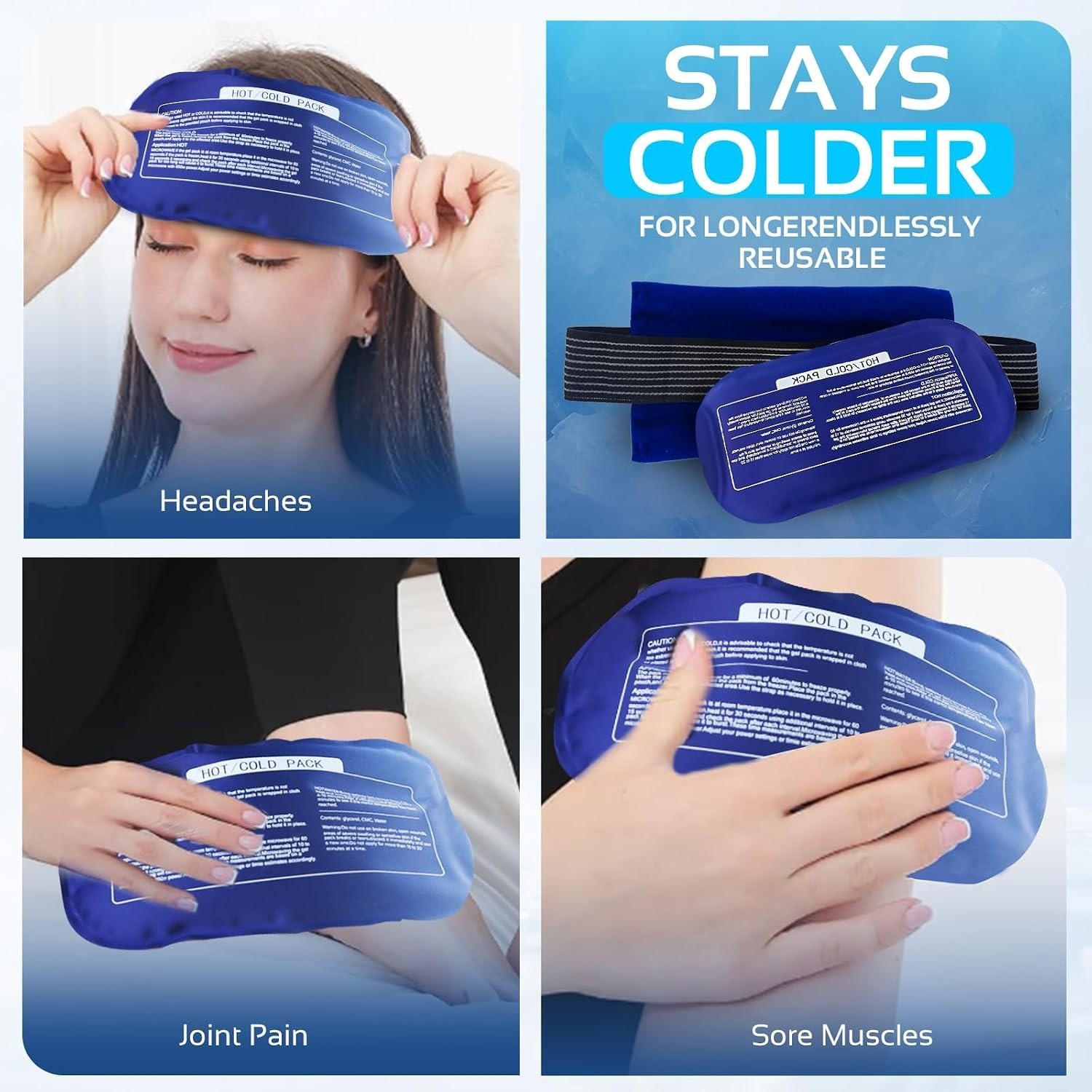Reusable Ice Pack Set for Injuries Cold & Hot Therapy for Knee Shoulder Back