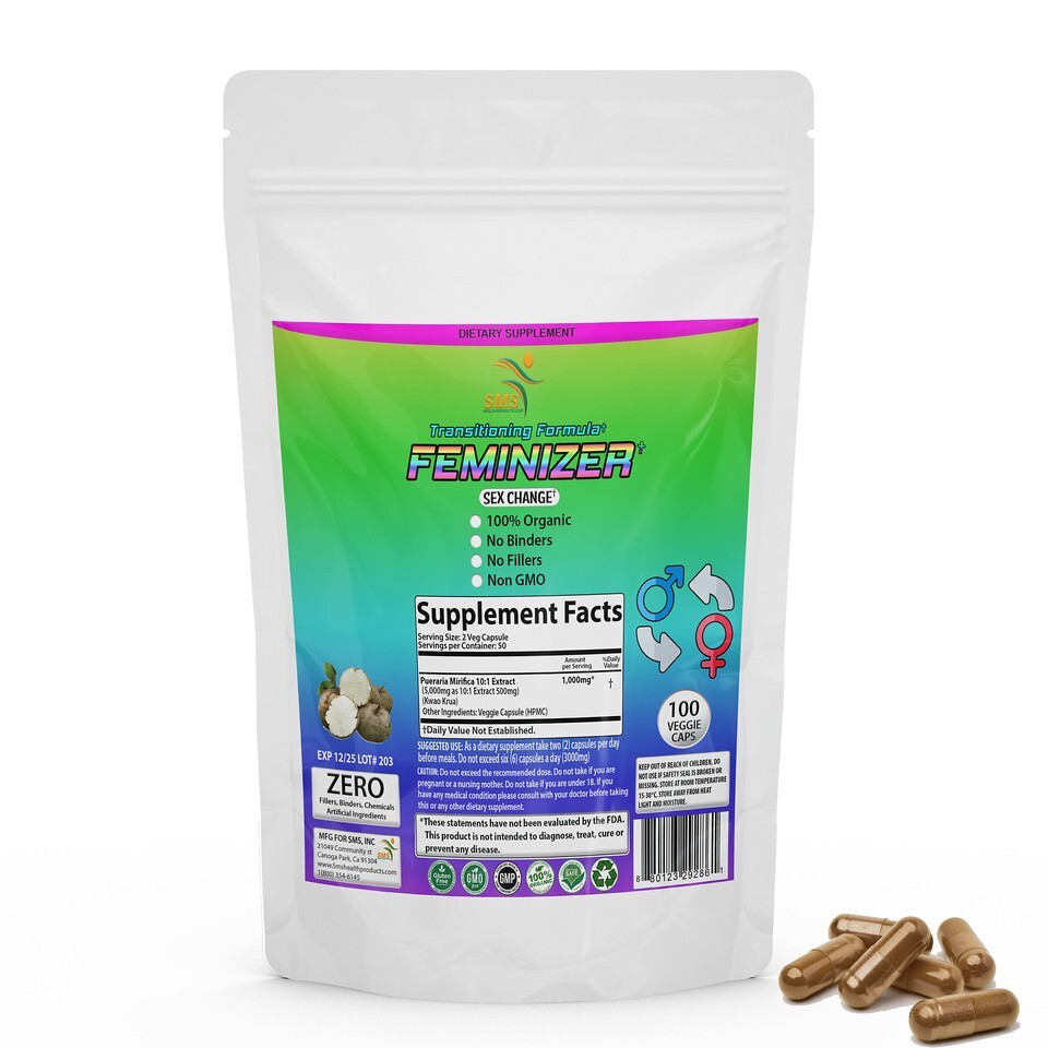 Pueraria Mirifica 5000mg Dietary Supplement Organic 100 Capsule For Women, Trans