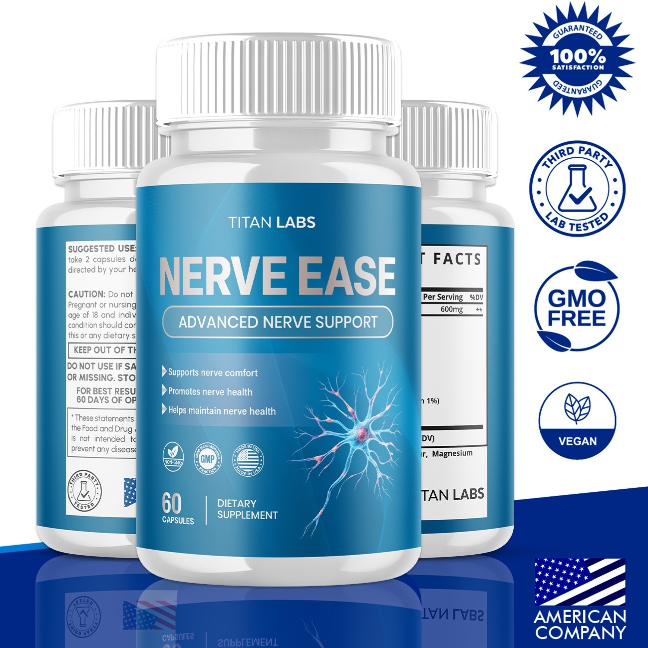 (2 Pack) Nerve Ease Nootropic Nerve Support Max Supplement NerveEase 120 Capsule