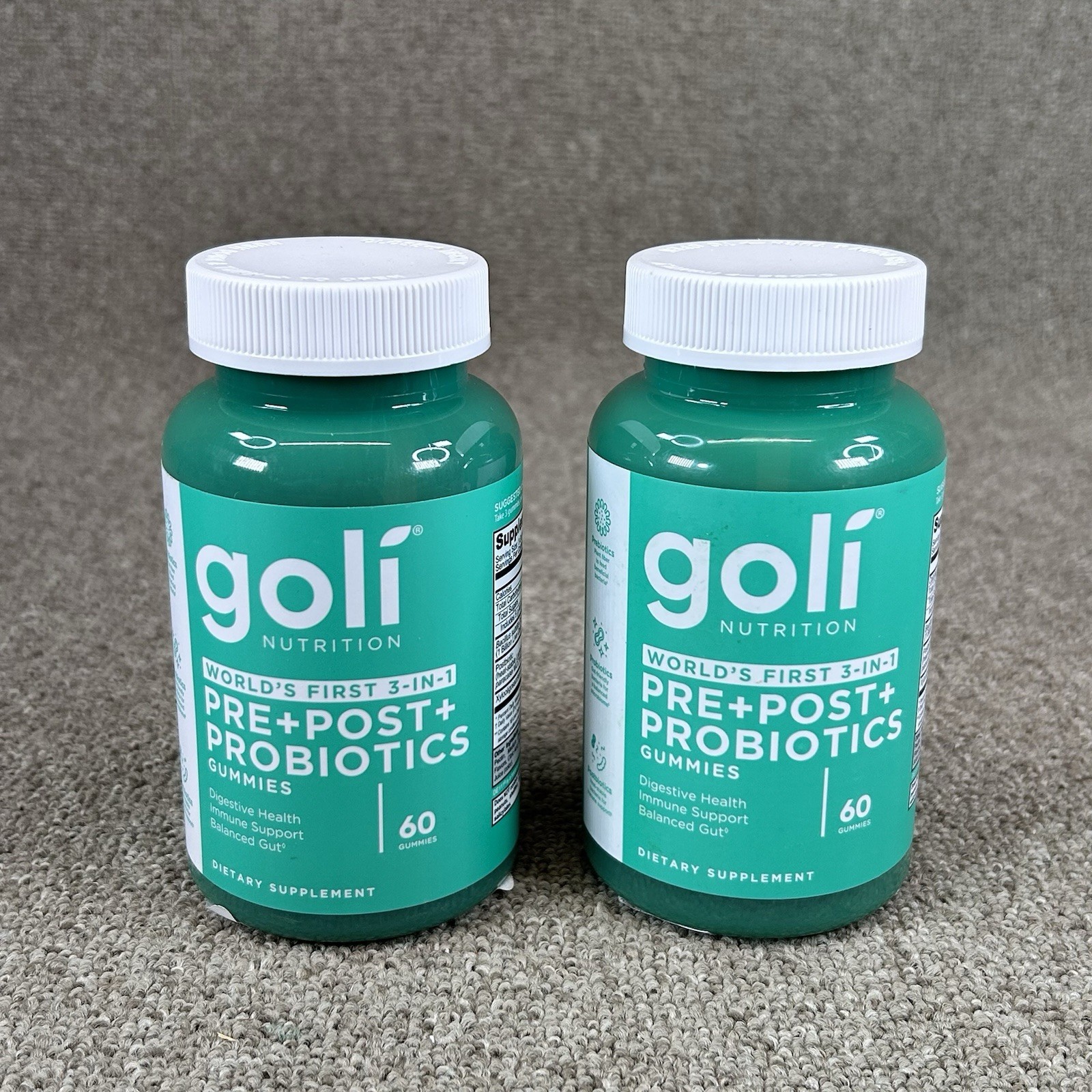 2pack Goli Nutrition Worlds First 3-in-1 Pre+Post+Probiotics Gummies 120 Gummies