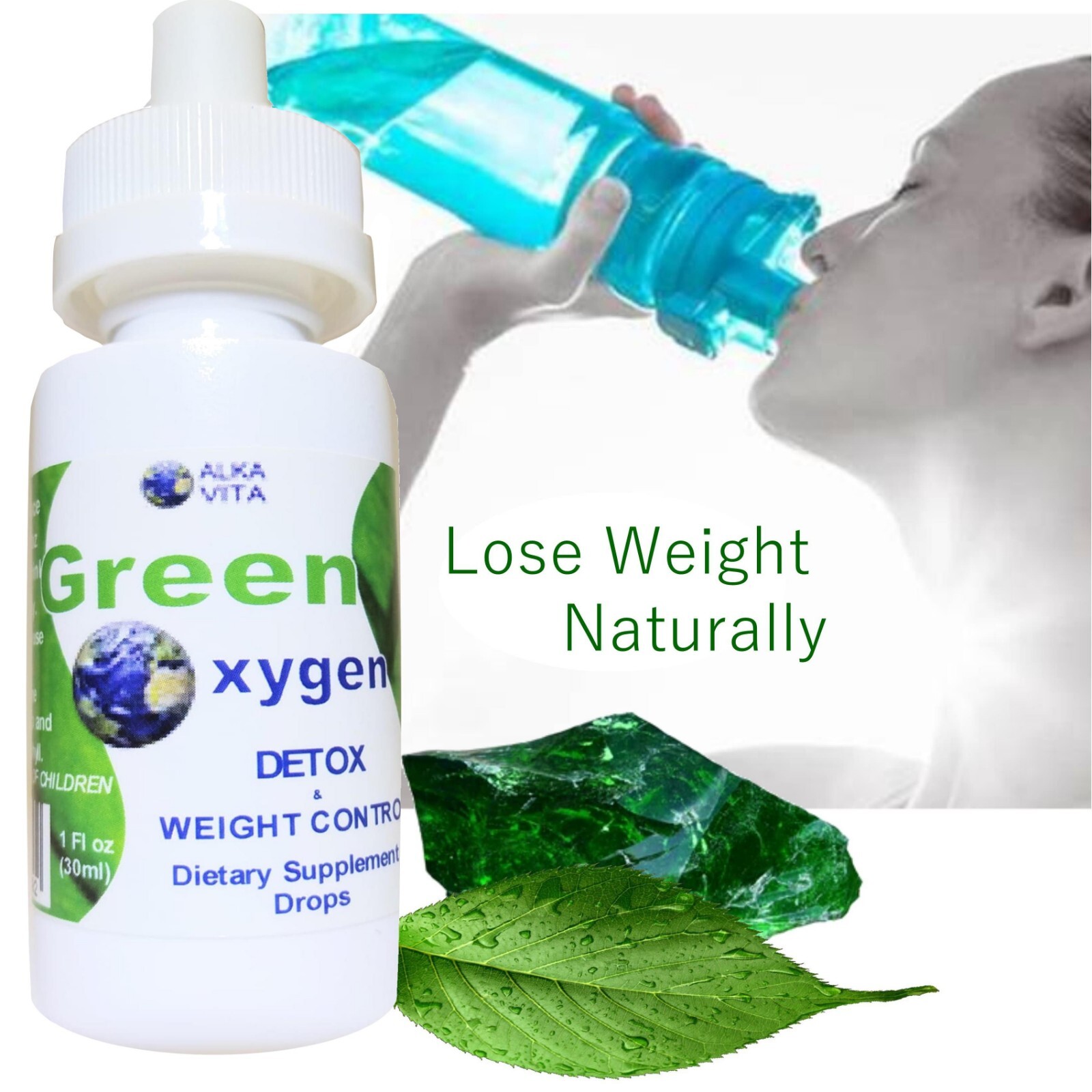 Weight Loss Digestive Detox Alkaline Green Oxygen Drops Alkahydroxy By ALKAVITA