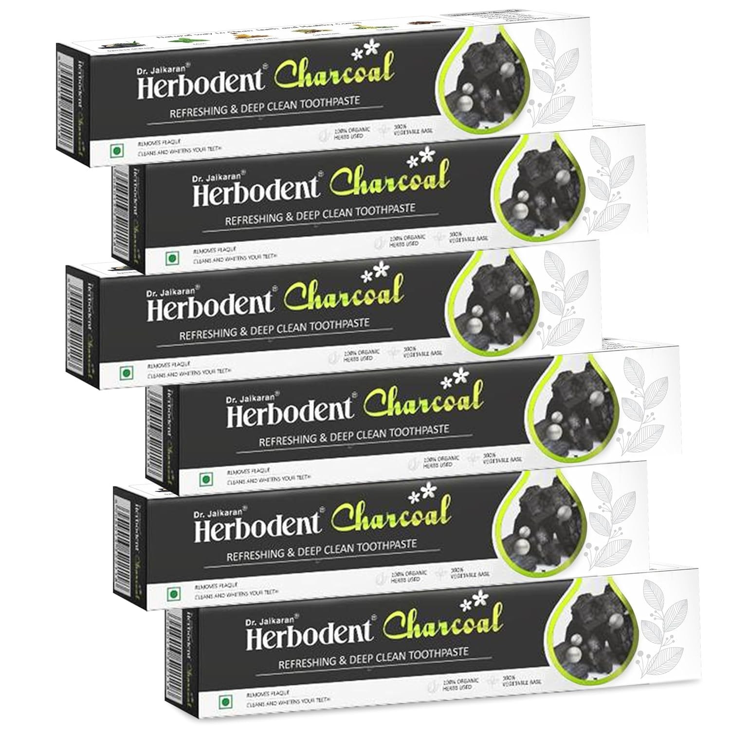 6x Herbodent Activated Bamboo Charcoal Toothpaste 100g Organic Herbs & Essential