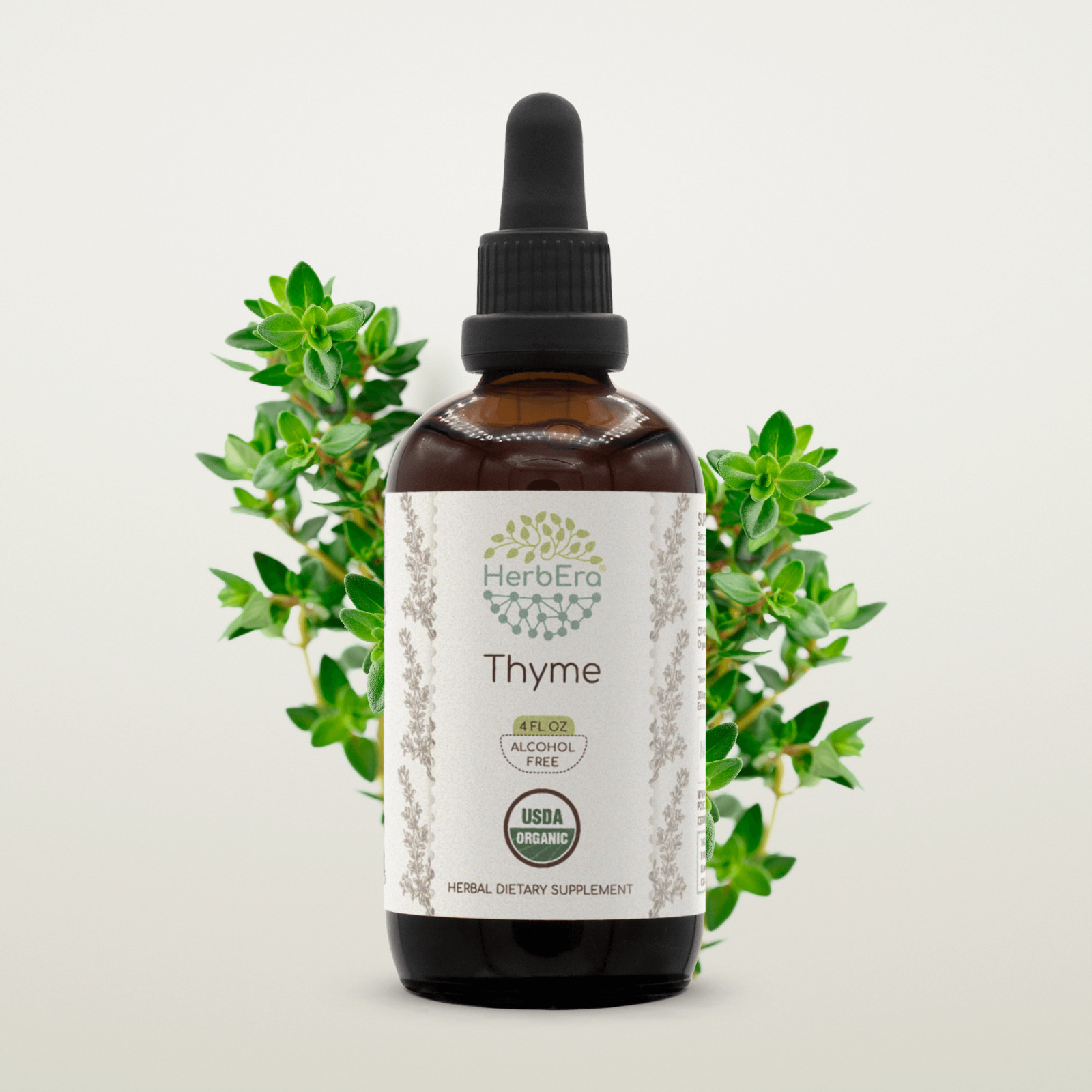 HerbEra Thyme Alcohol-FREE Herbal Tincture Organic Thyme (Thymus Vulgaris)