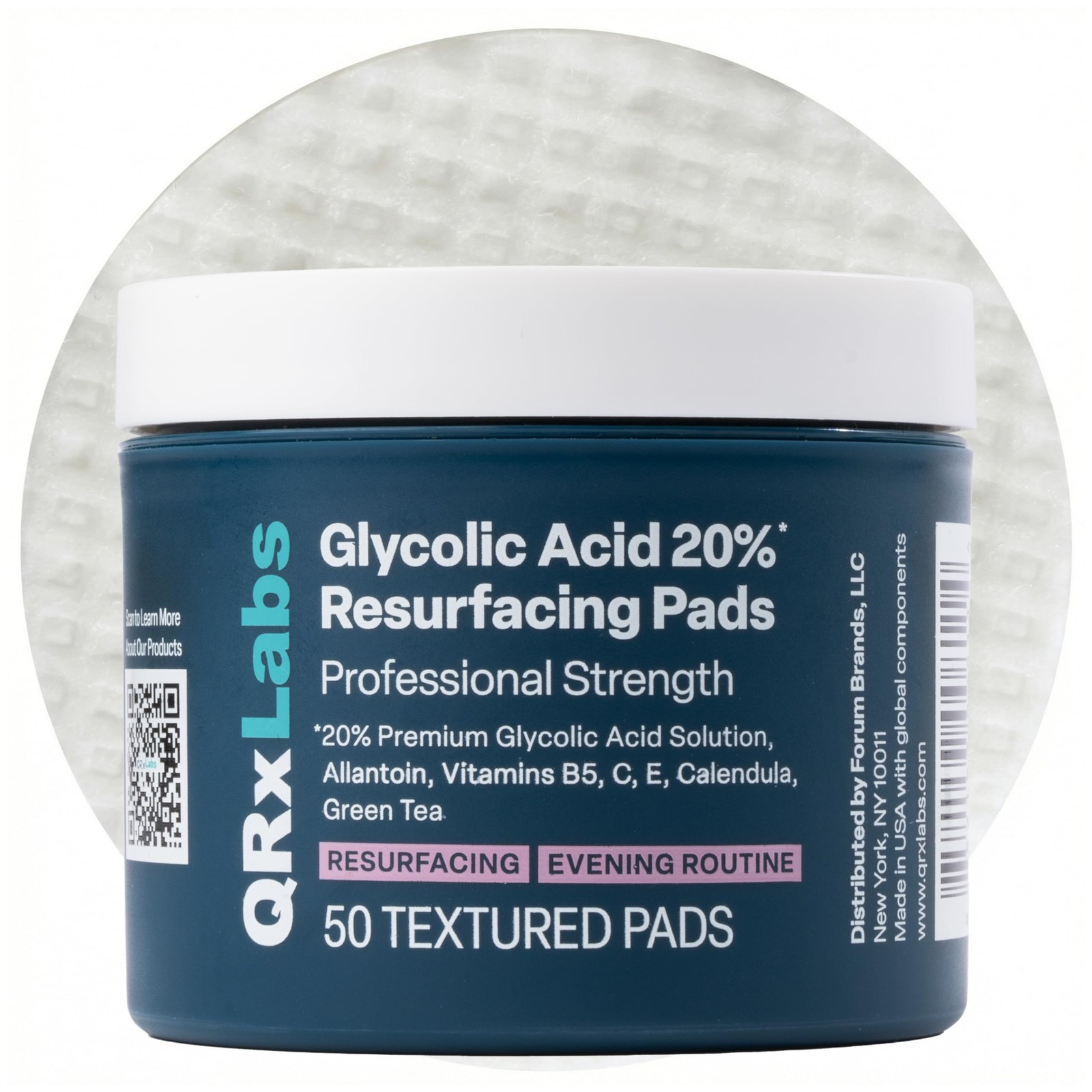 QRxLabs Glycolic Acid Pads – 20% 50 Count (Pack of 1),