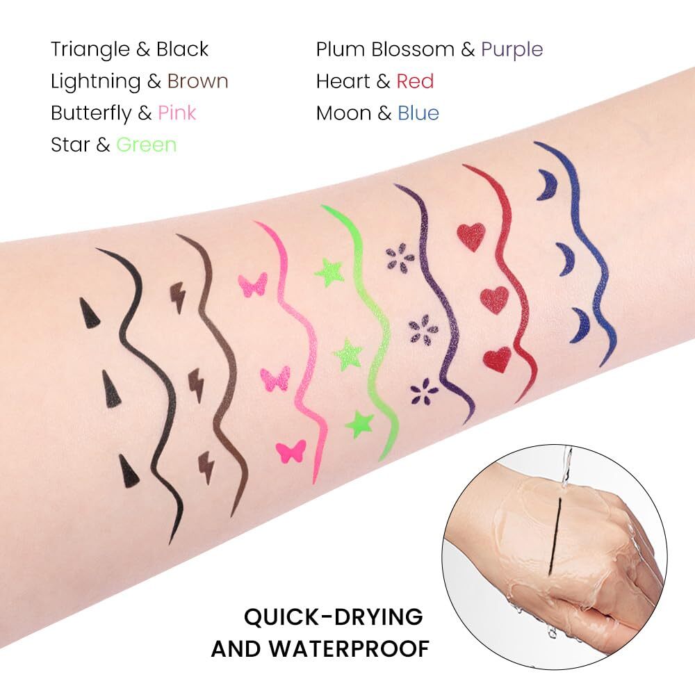 evpct 7Pcs Colored liquid Eye Liners Face Stamp Cosplay Gothic Makeup Set Kit