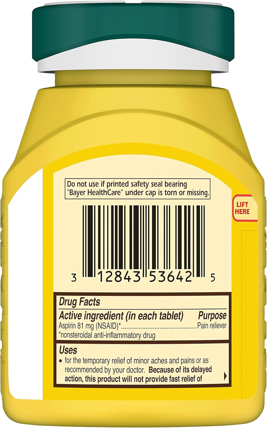 Aspirin Low Dose 81 Mg, Enteric Coated Tablets, Doctor Recommended, Secondary Pr