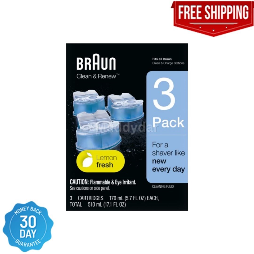 Braun Clean & Renew System Cartridges Refills CCR3 Series 3 5 7 9 Shaver, 3 Pack