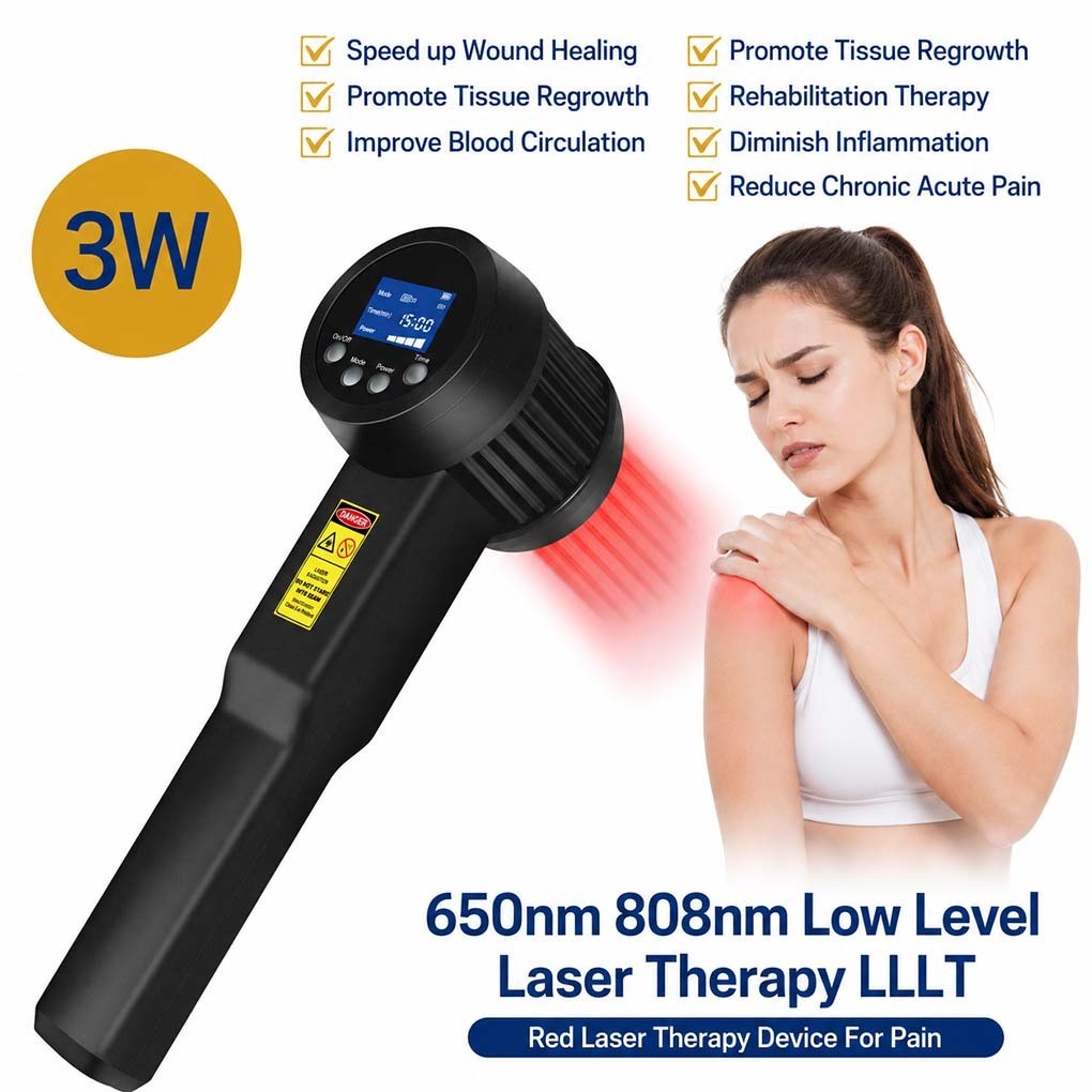 25 Diodes Handheld Cold Laser 650nm 808nm LLLT for Humans Pets Wound Healing