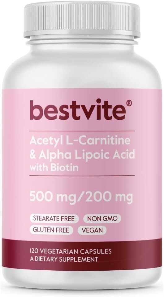 Acetyl L-Carnitine 500mg & Alpha Lipoic Acid 200mg (120 Vegetarian Capsules)