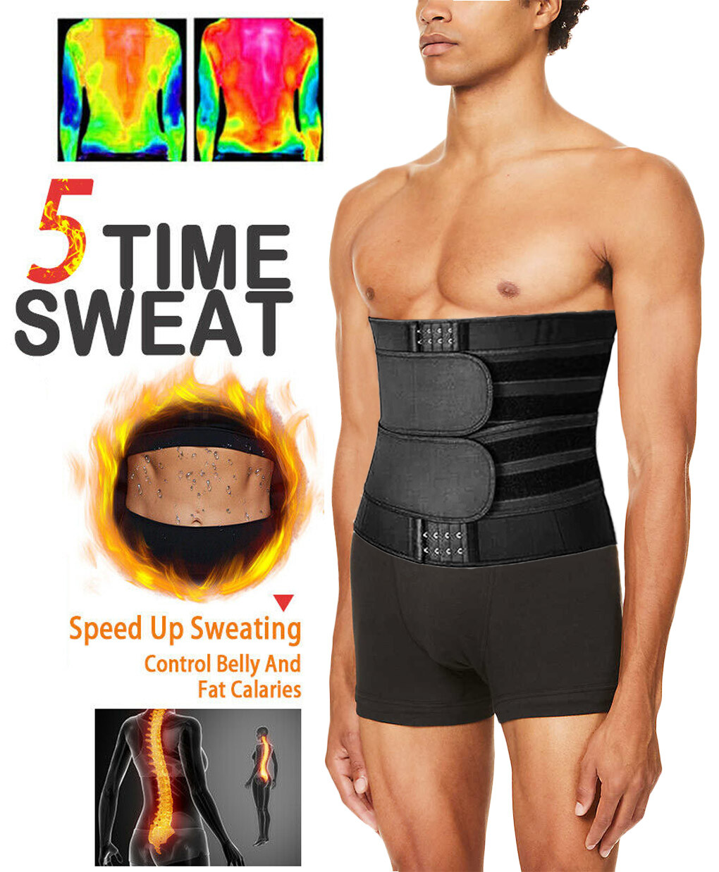 Waist Trimmer Belt – Neoprene Waste Trainer Hot Sweat Band for Workout Belt USA