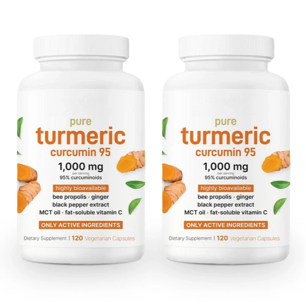 2bottles Premium Turmeric Curcumin 95% Pure, High Absorption – 240 Caps