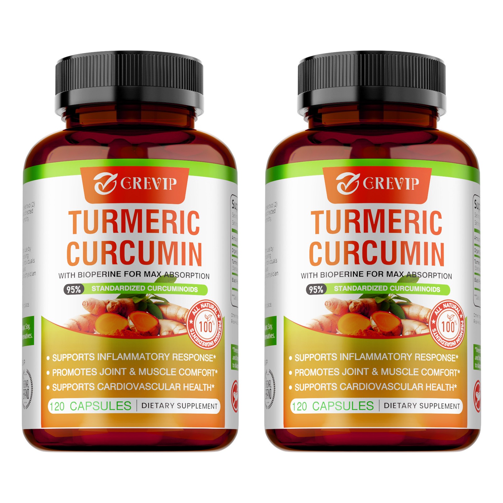 Turmeric Curcumin Supplement 240pcs – Improves Digestion and Absorption, Non-GMO