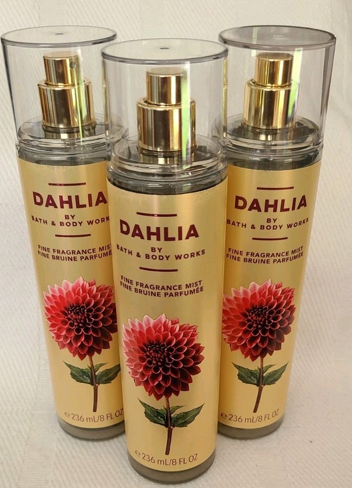 (3) Bath and Body Works Dahlia Fine Fragrance Mist, 8 fl oz/ 236 ml each
