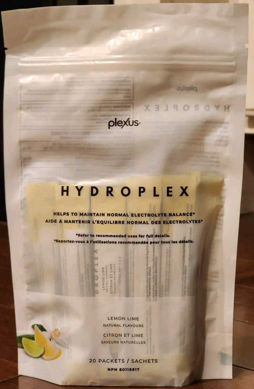 Plexus Hydroplex Electrolyte Drink Mix Lemon Lime New 20 Single Serve Packets