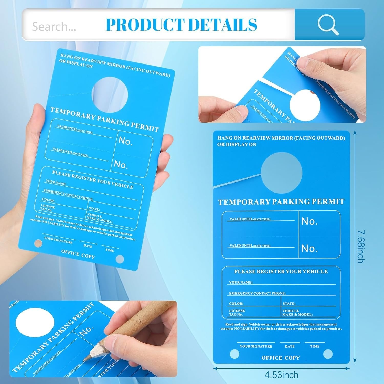 NEW! 300 Pack Temporary Parking Permit Pass Hang tags 7.68″ x 4.53″ – FREE SHIP!