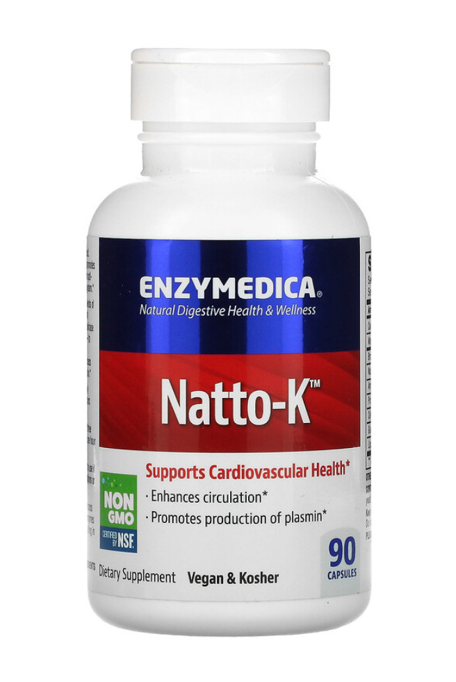 Enzymedica Natto-K 90 Capsules, Enhances Circulation, Heart Health Support