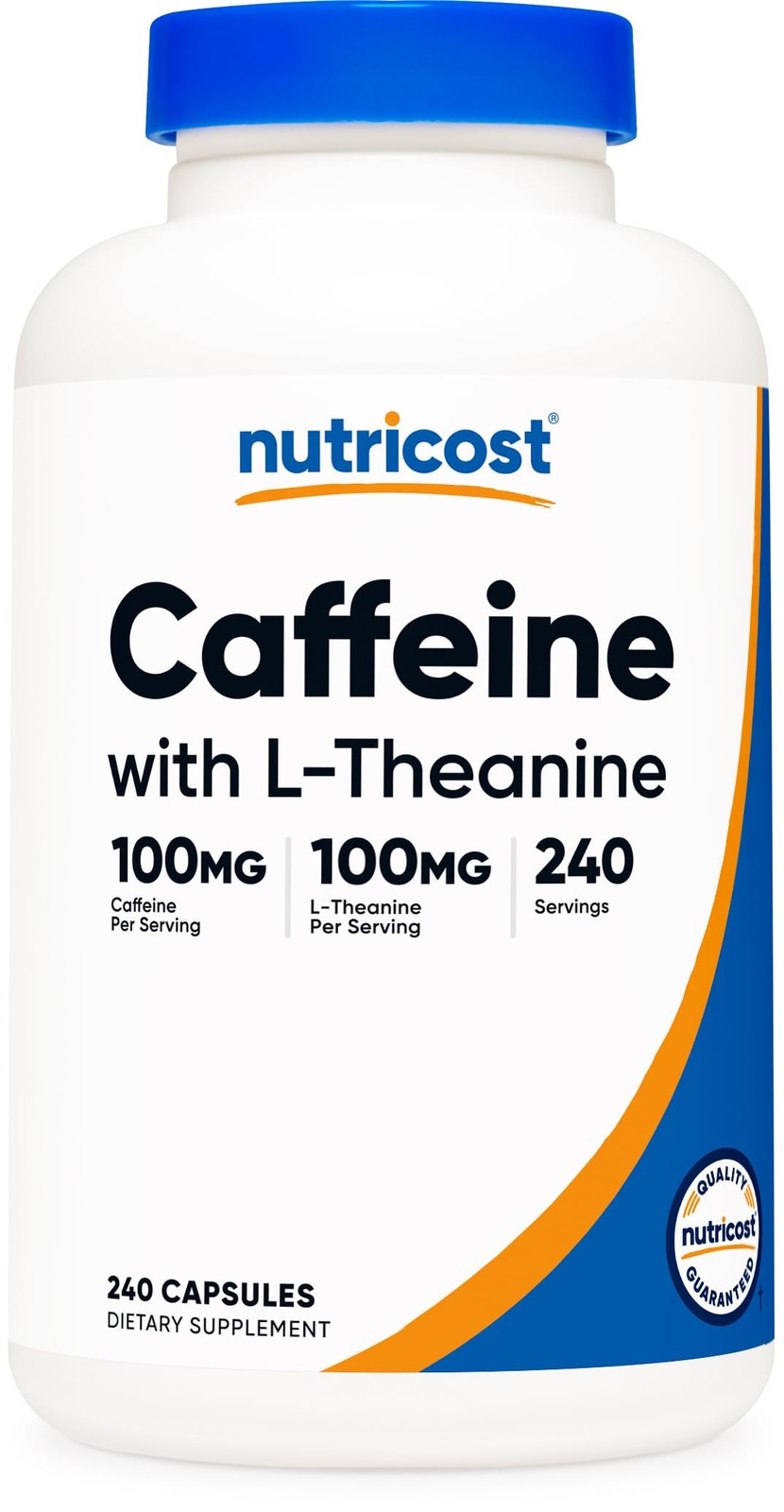 Caffeine with L Theanine 100mg of Each 240 Capsules 240 Servings Non GMO and