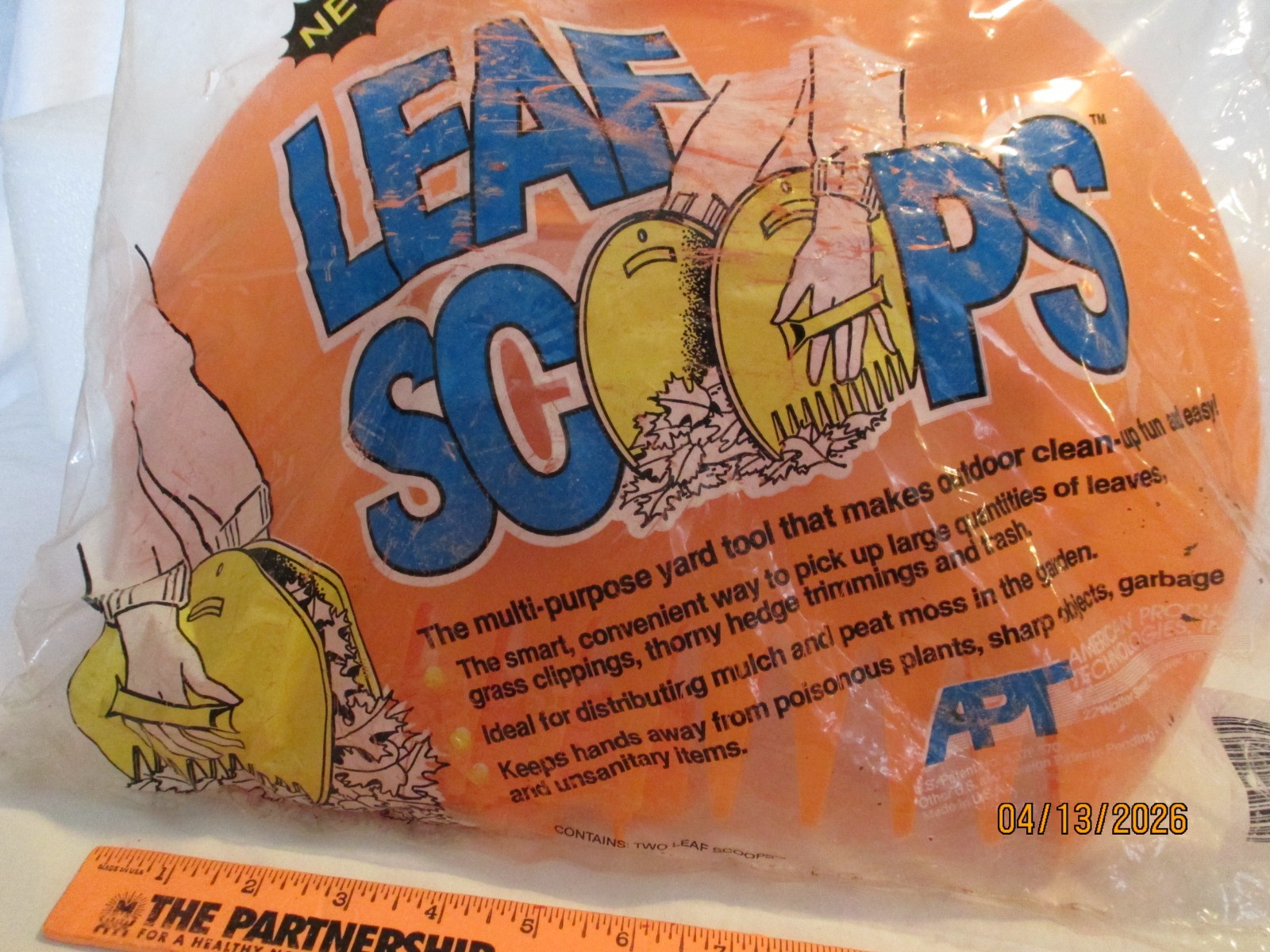 Vintage APT Leaf Scoops Multi-Purpose Tool For Outdoor Cleanup Has 2 Leaf Scoops