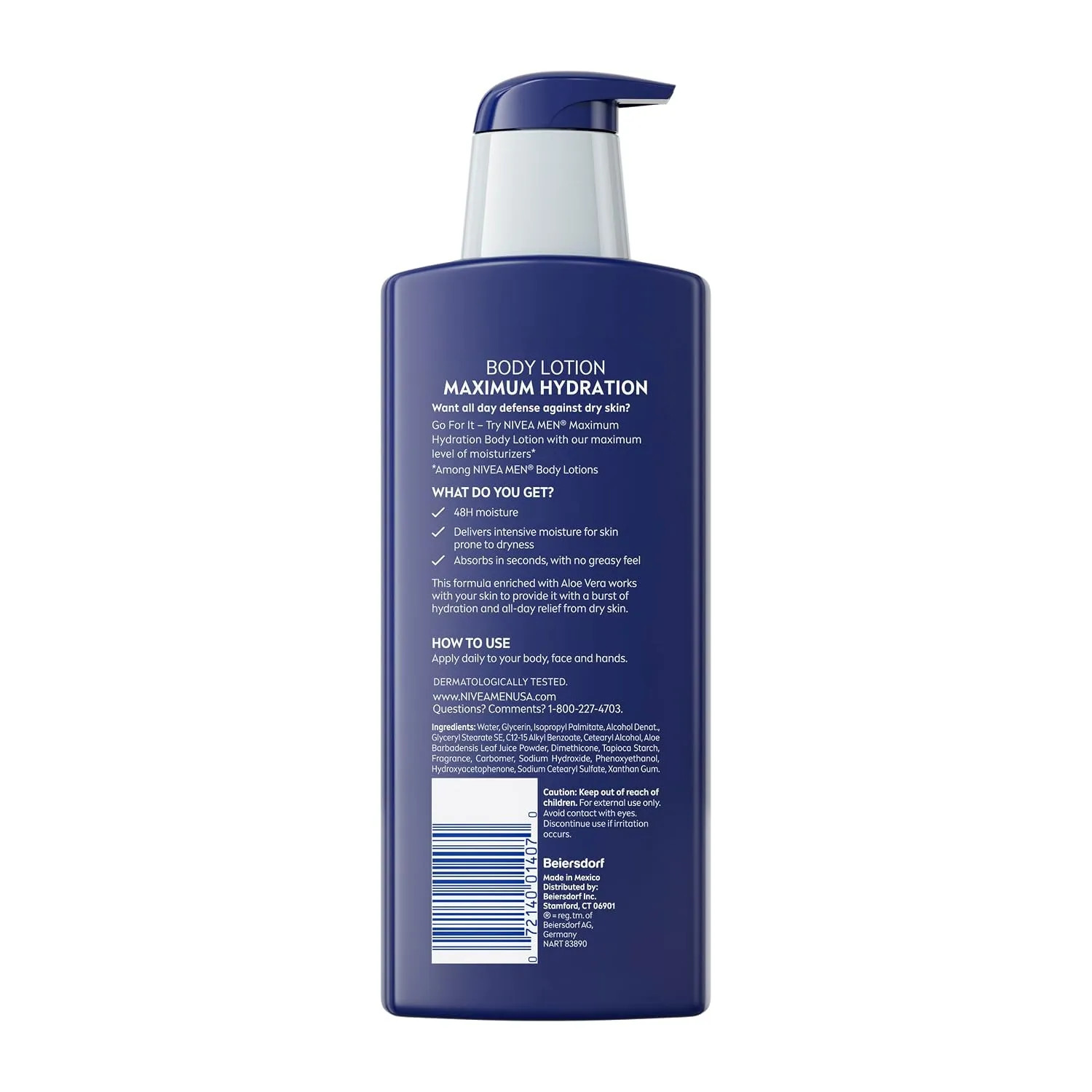 NIVEA MEN Maximum Hydration Body Lotion 16.9 fl oz Fast Absorbing Moisturizer