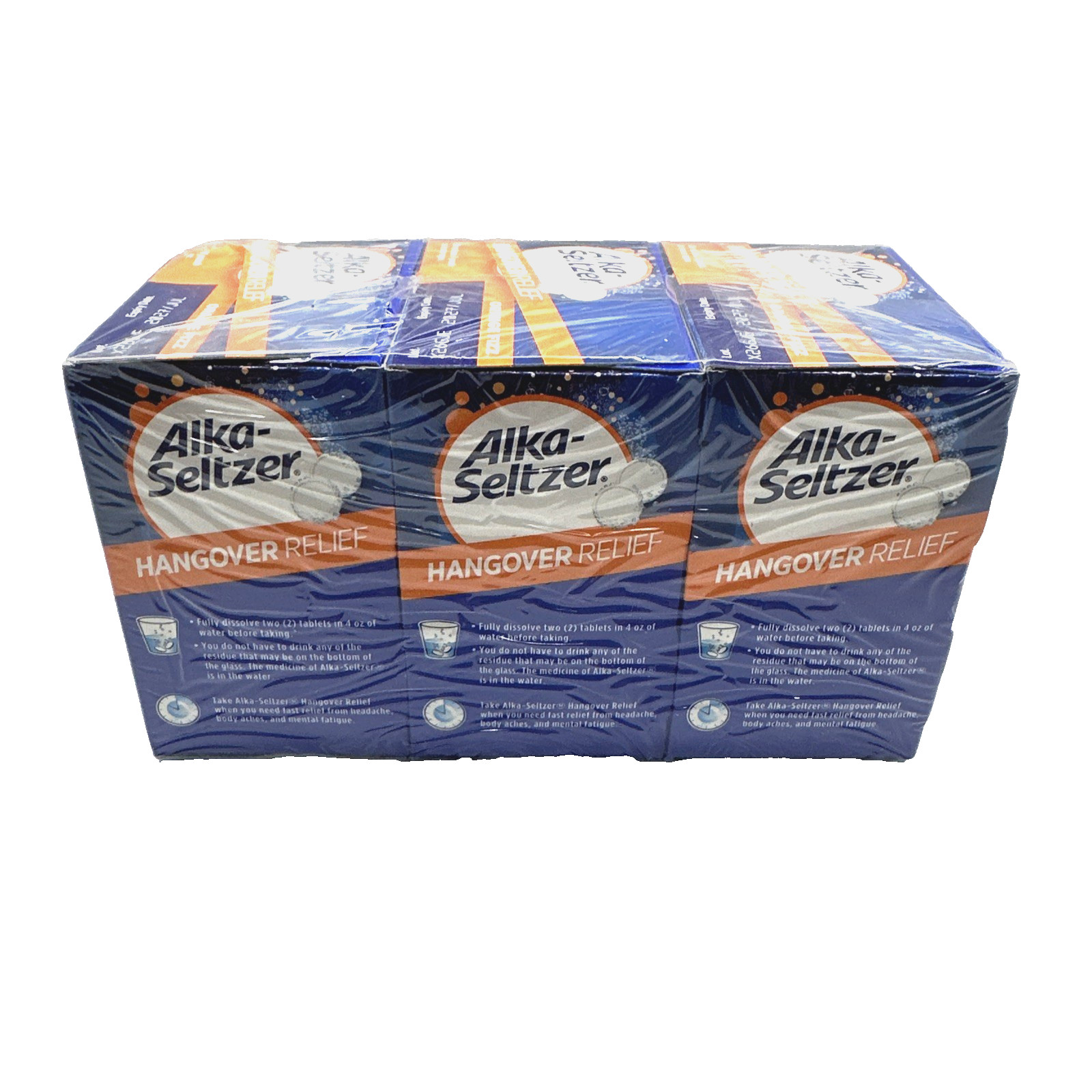 Alka Seltzer Hangover Relief Tablets Fast 60 Count 3 Boxes 20 Tablets Exp 7 2026