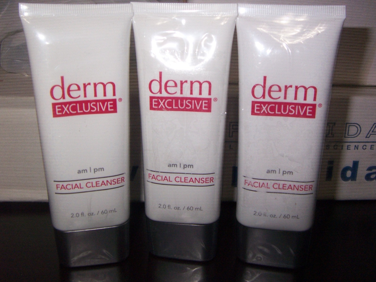 NEW/SEALED 3x Derm Exclusive AM PM Facial Cleanser 2 oz / 60ml = 6 oz TOTAL