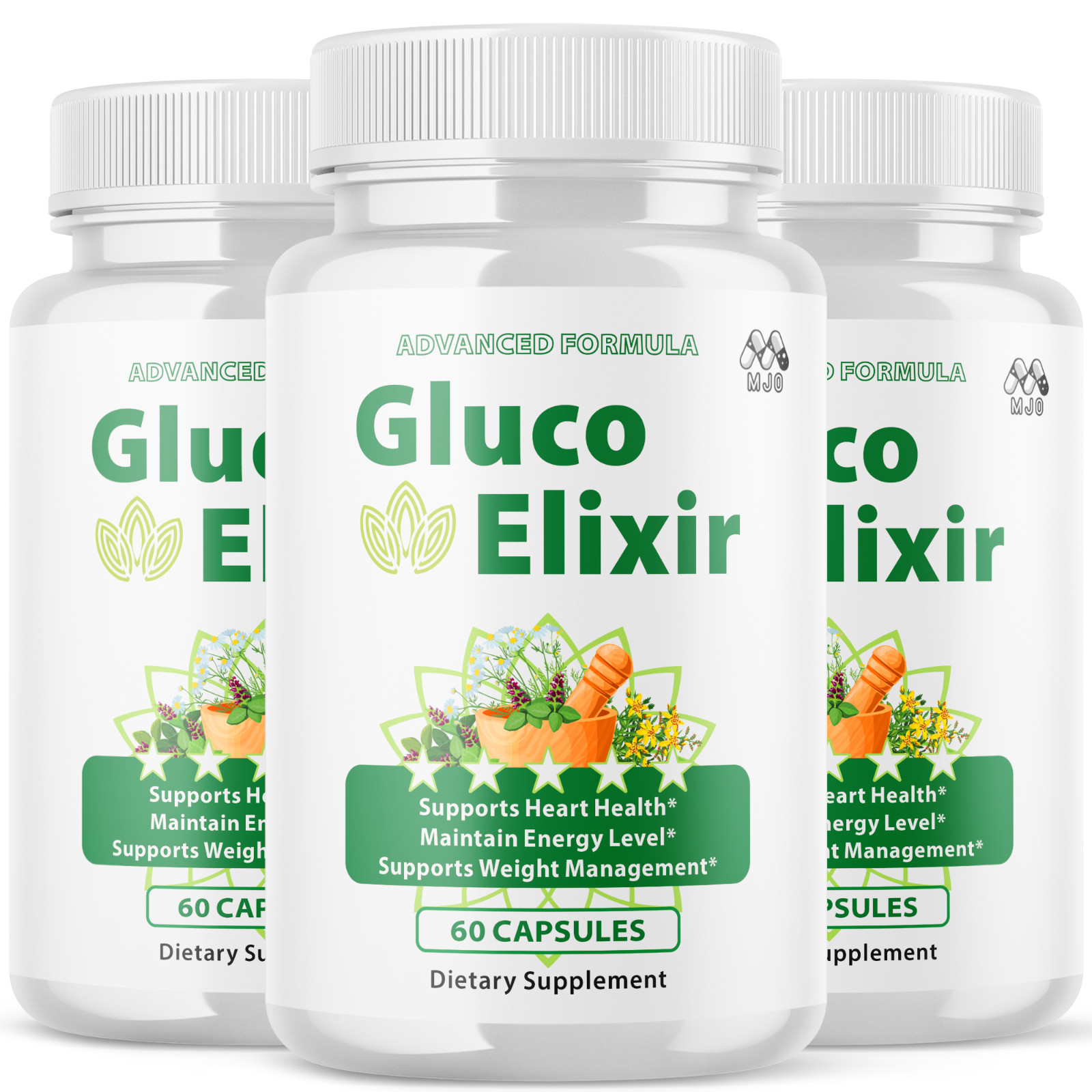 (3 Pack) Gluco Elixir Advanced Support Blood Supplement GlucoElixir 180 Capsules