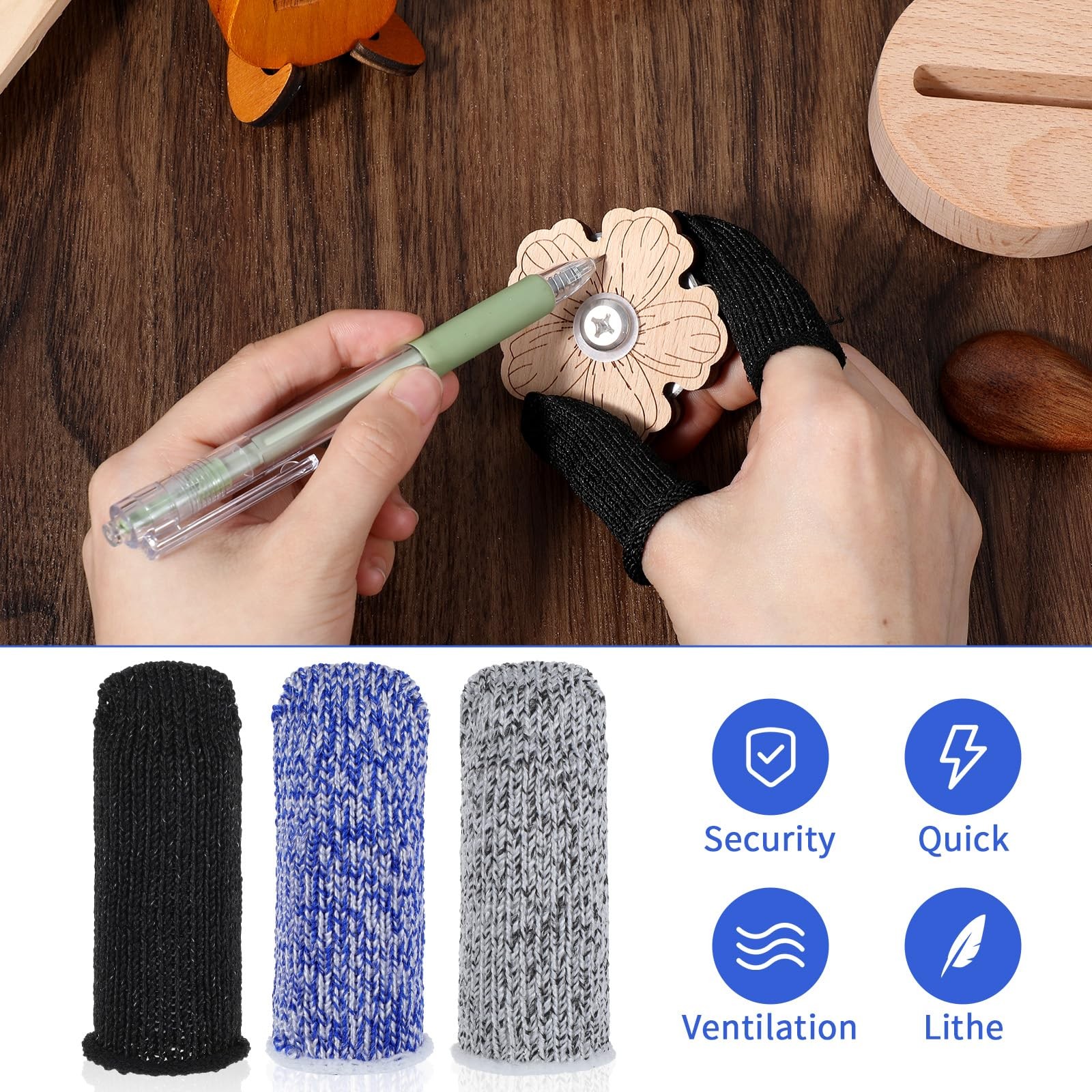24PCS Finger Cut Resistant Protector Gloves Cots Breathable Reusable Durable